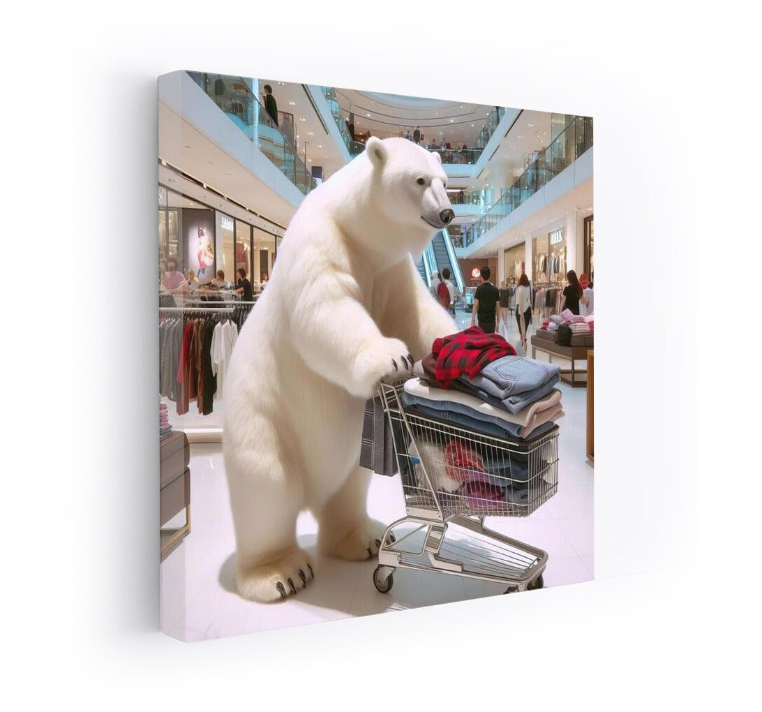 Polar Bear Shopping Mall Wall Art: Vibrant Wall Art