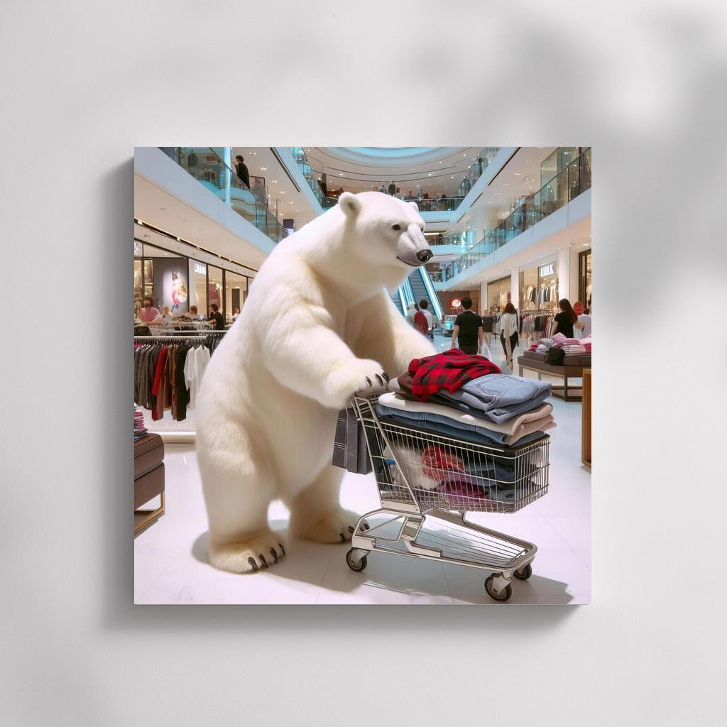Polar Bear Shopping Mall Wall Art: Vibrant Wall Art