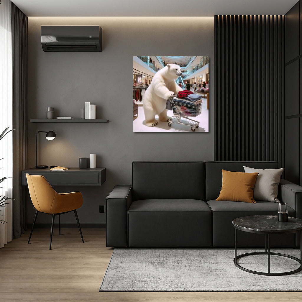 Polar Bear Shopping Mall Wall Art: Vibrant Wall Art
