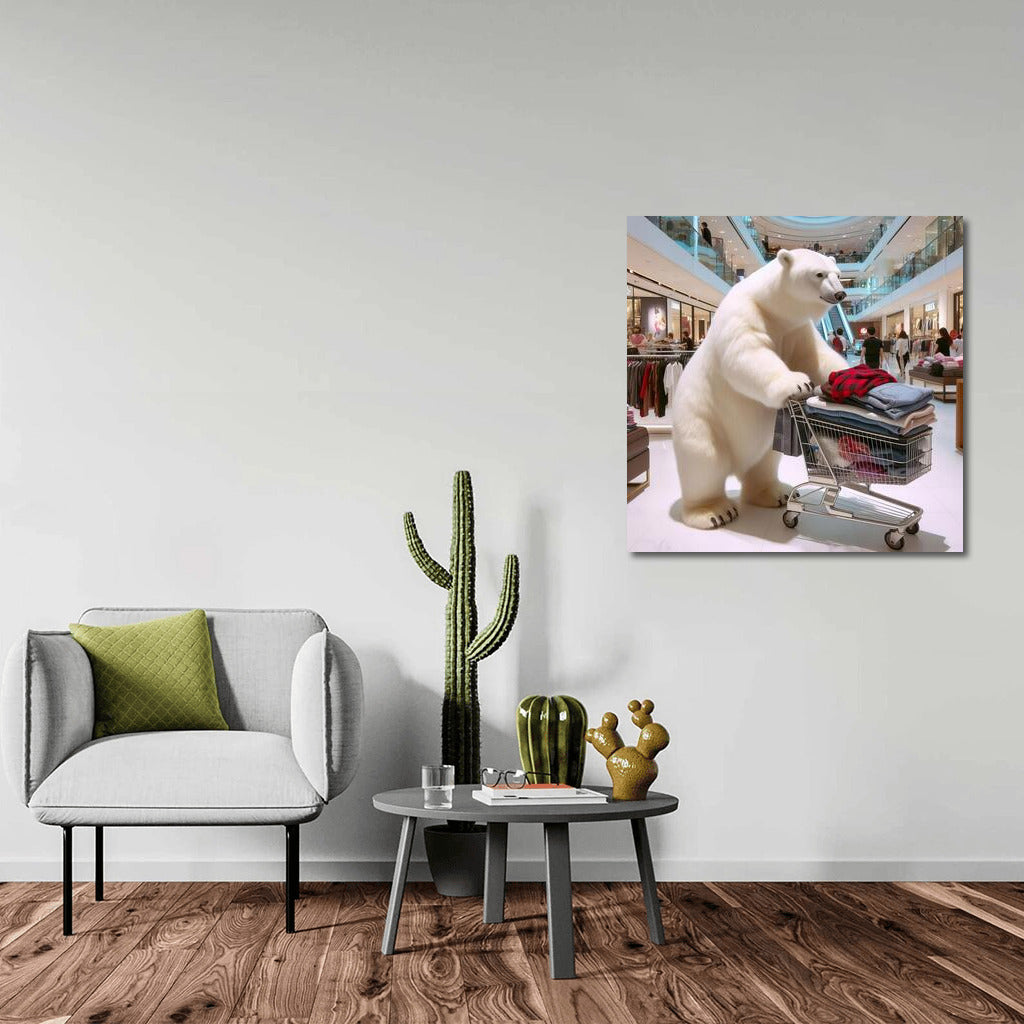Polar Bear Shopping Mall Wall Art: Vibrant Wall Art