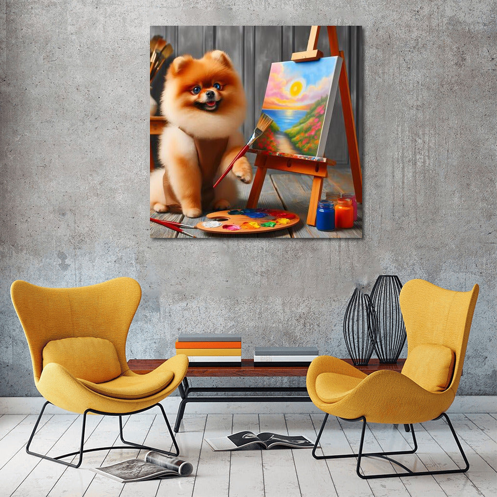 Creative Spitz: Artist with Brush and Palette