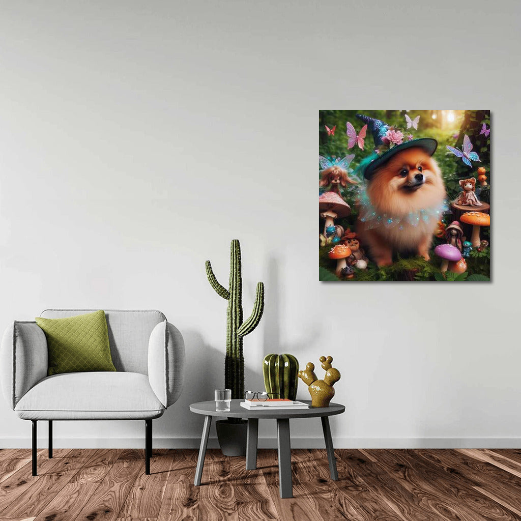 Pomeranian in the Magical Forest: Fairytale Creatures and Mushrooms