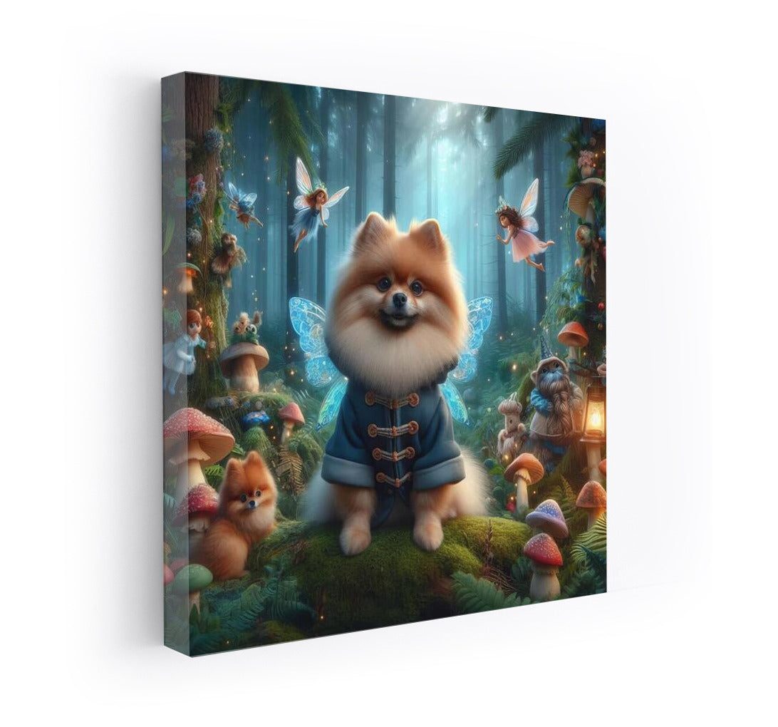 Pomeranian in the Magical Forest: Fairytale Fairies and Mushrooms