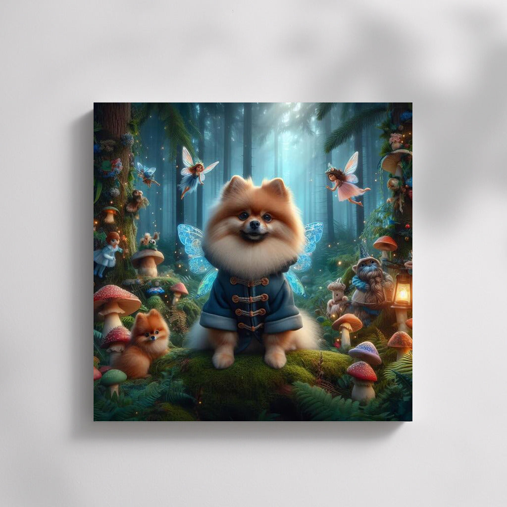 Pomeranian in the Magical Forest: Fairytale Fairies and Mushrooms