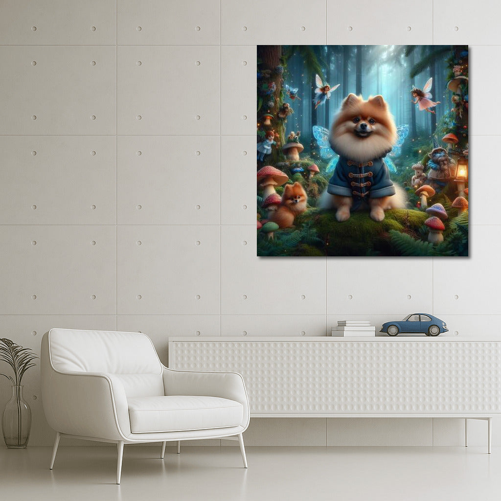 Pomeranian in the Magical Forest: Fairytale Fairies and Mushrooms