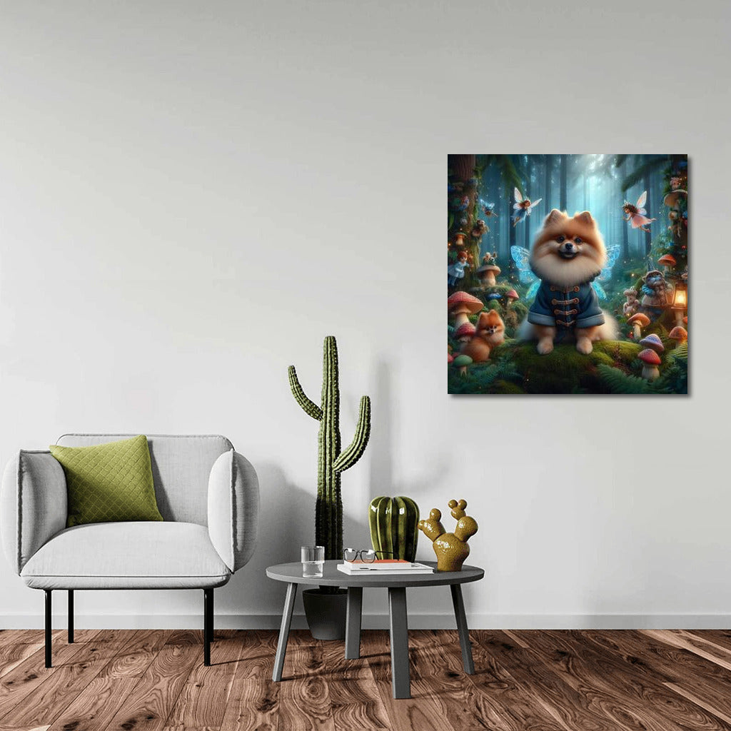 Pomeranian in the Magical Forest: Fairytale Fairies and Mushrooms