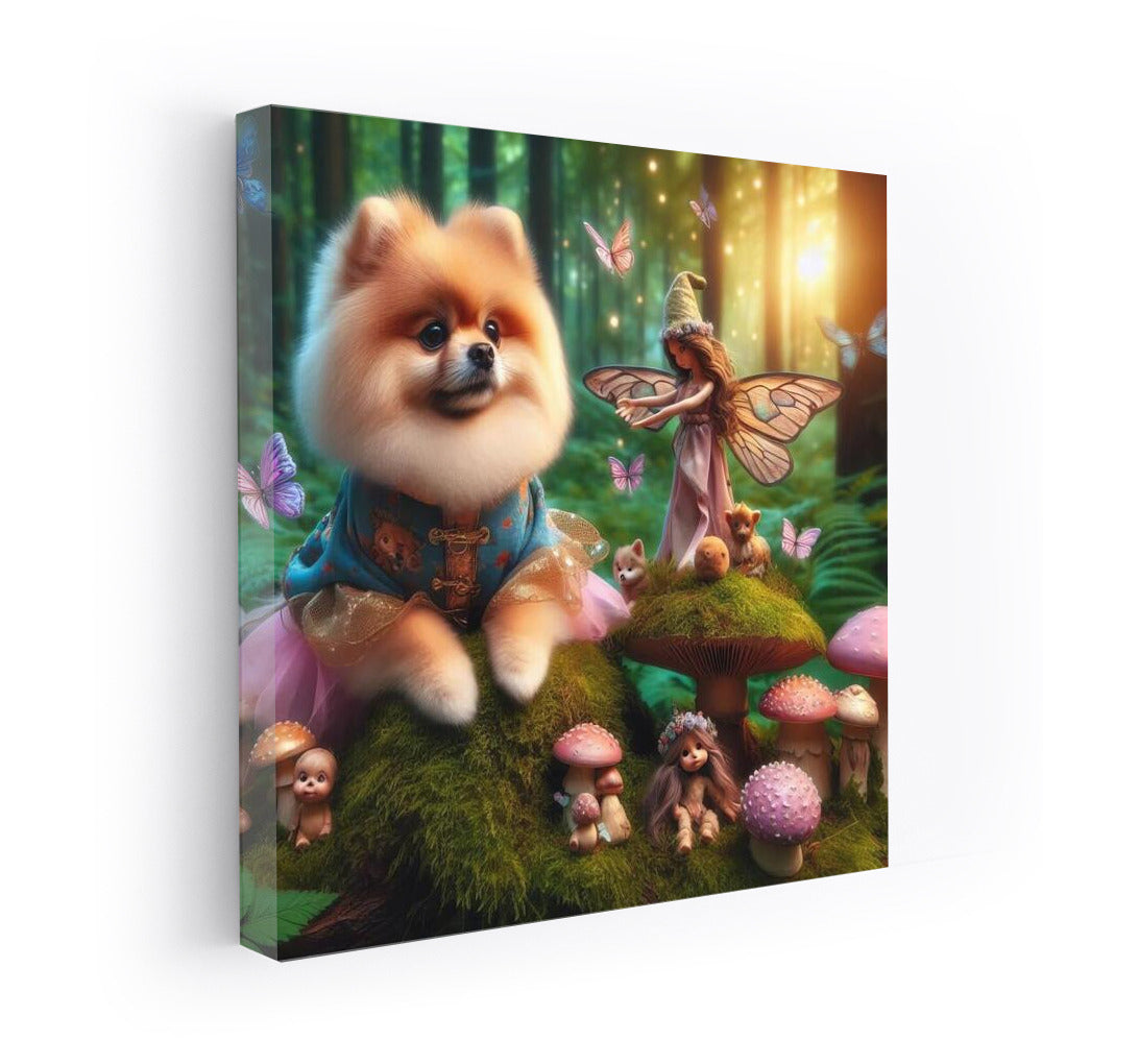 Pomeranian in the Fairytale Forest: A Magical Journey Among Fairies and Mushrooms