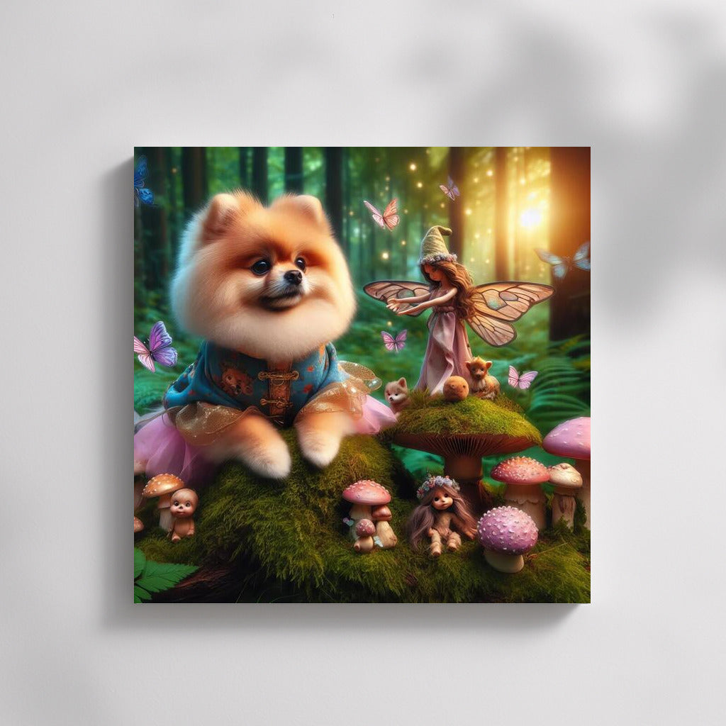 Pomeranian in the Fairytale Forest: A Magical Journey Among Fairies and Mushrooms