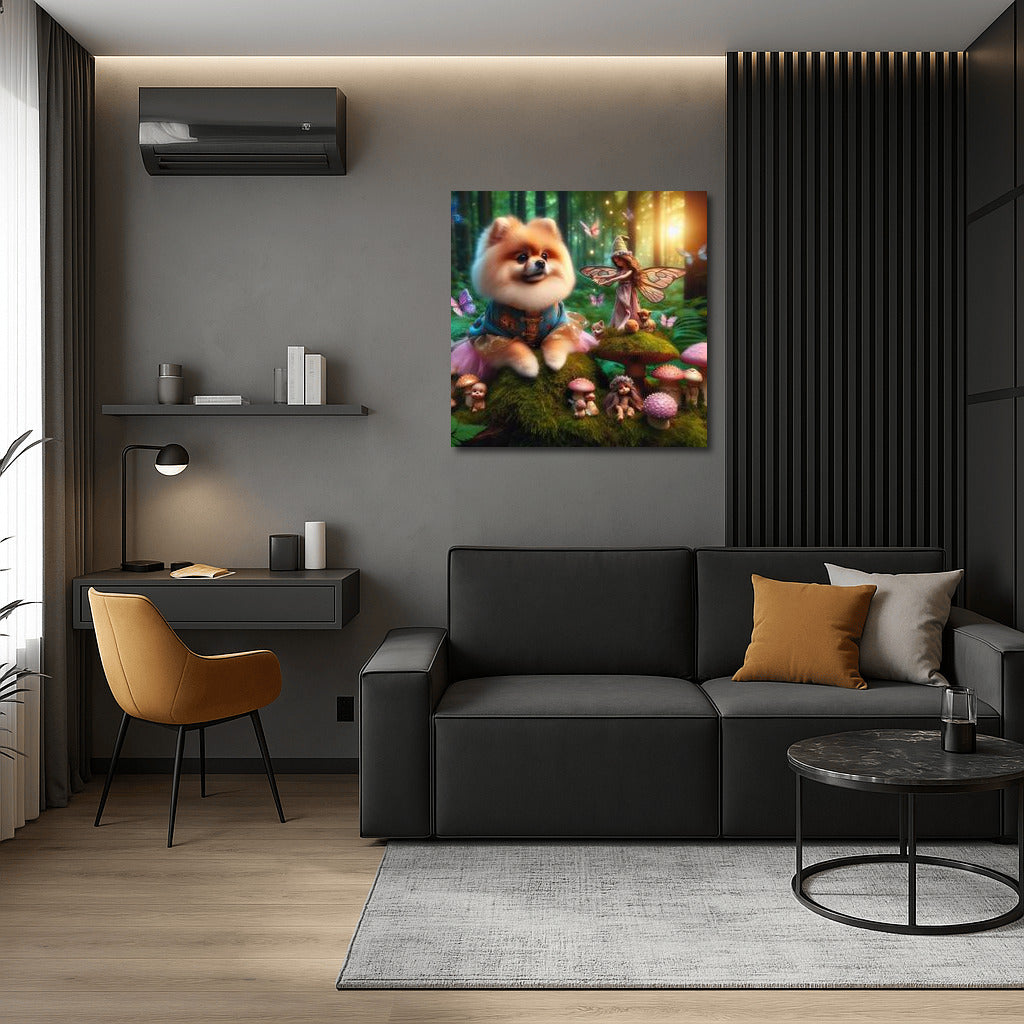 Pomeranian in the Fairytale Forest: A Magical Journey Among Fairies and Mushrooms