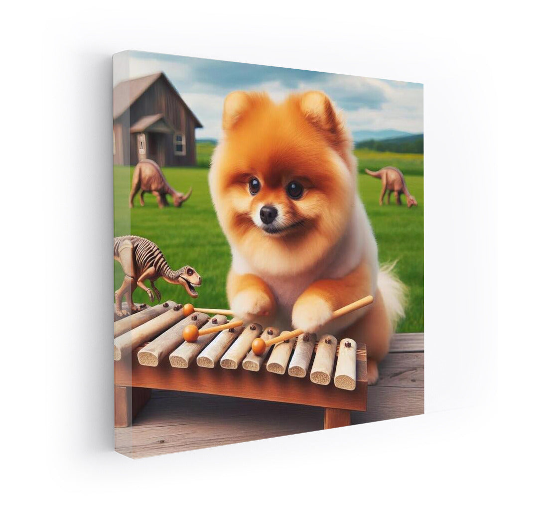 Pomeranian and Dinosaur Bone Xylophone: Musical Adventures