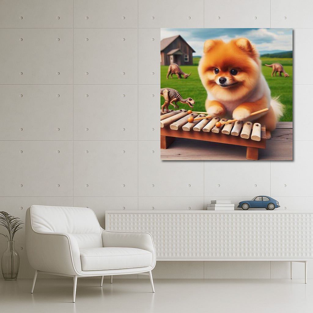 Pomeranian and Dinosaur Bone Xylophone: Musical Adventures
