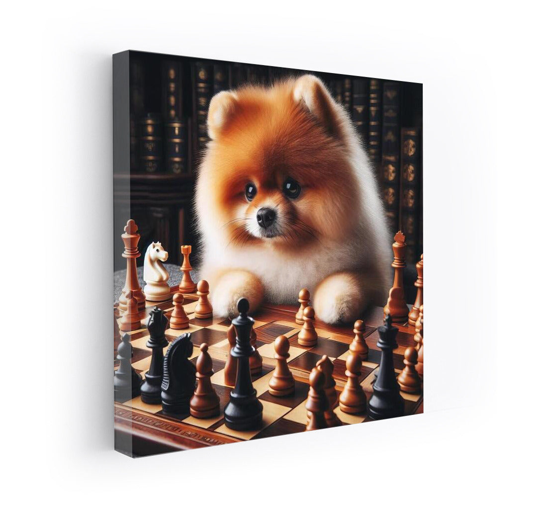 Pomeranian Chess Duel: Live Pieces in Battle