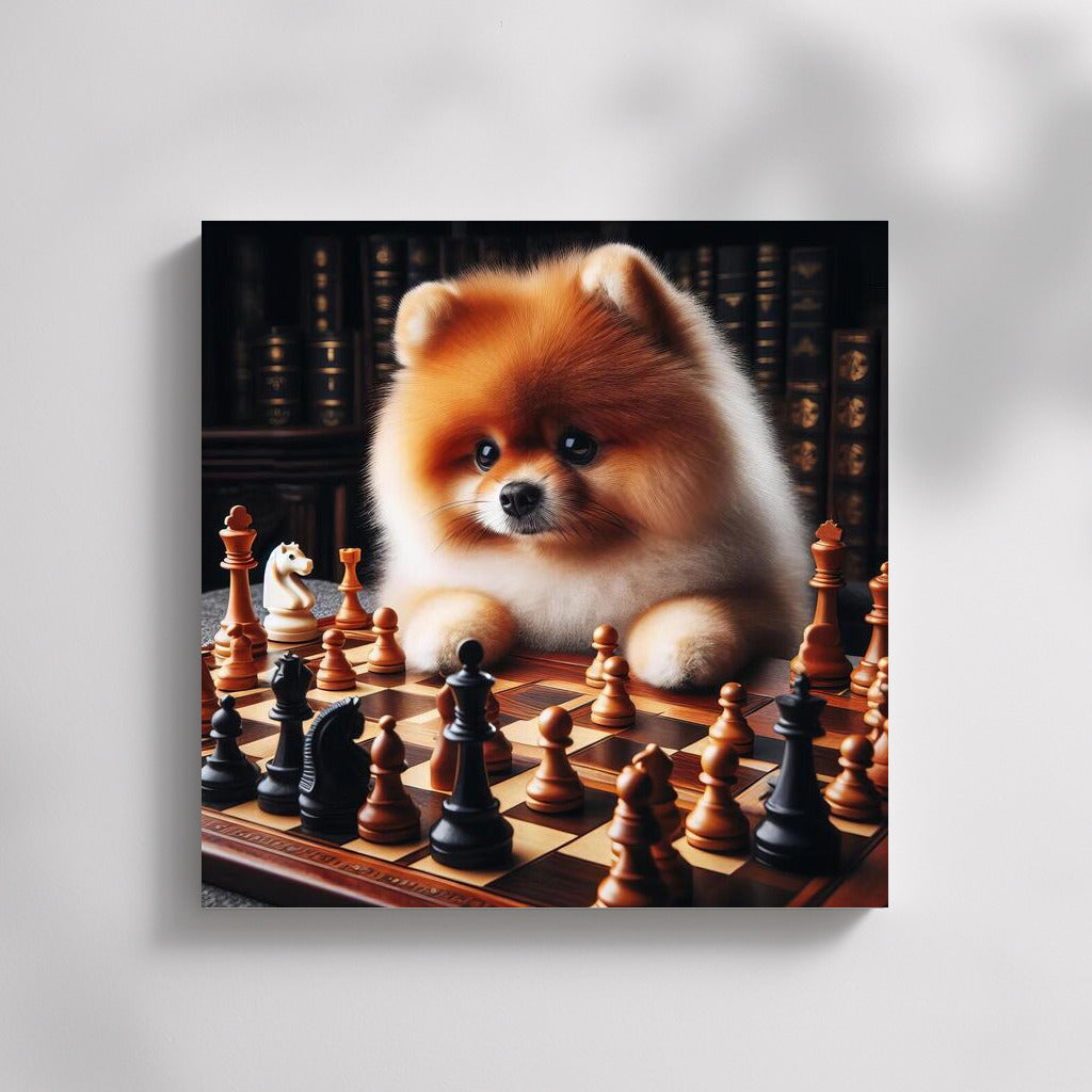 Pomeranian Chess Duel: Live Pieces in Battle