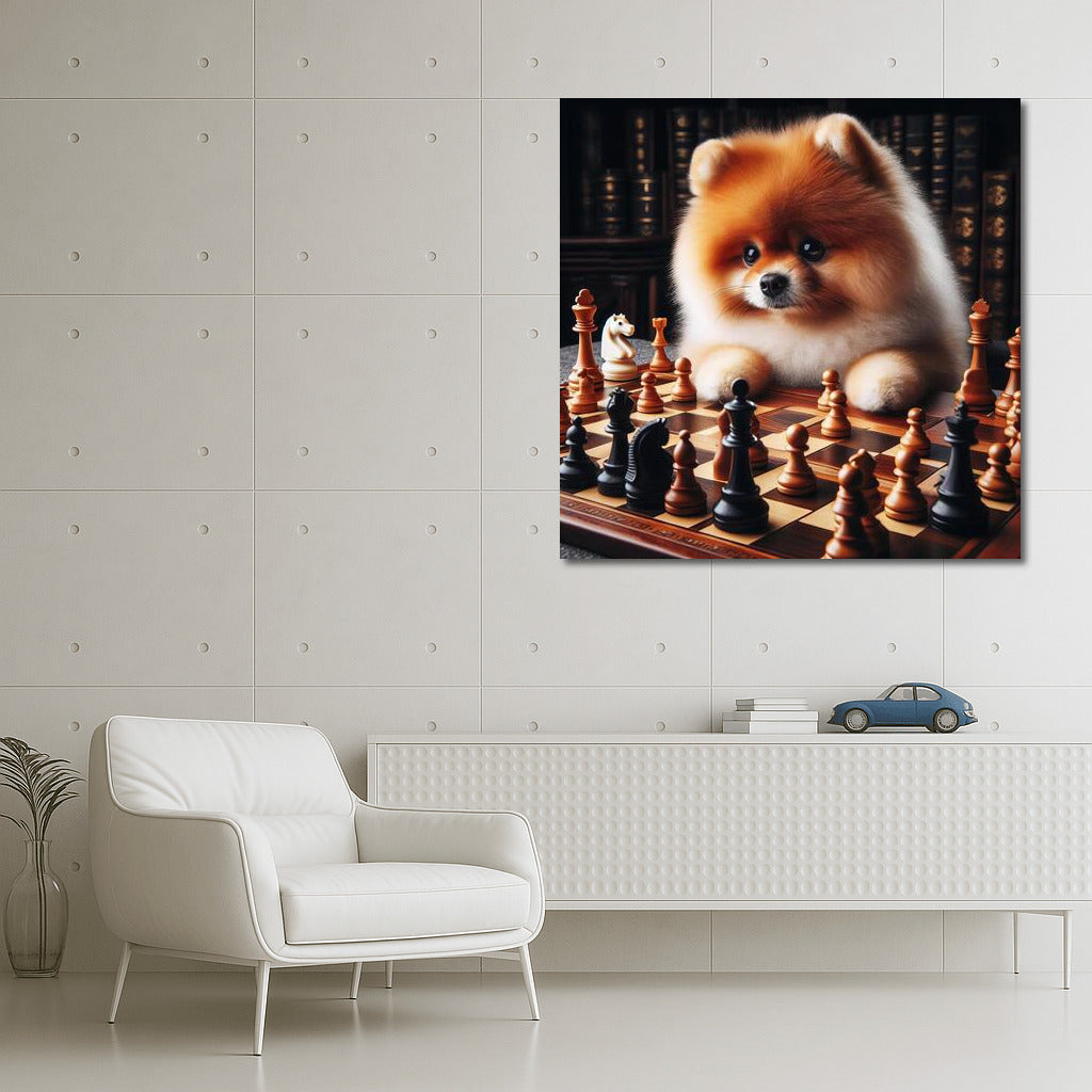 Pomeranian Chess Duel: Live Pieces in Battle