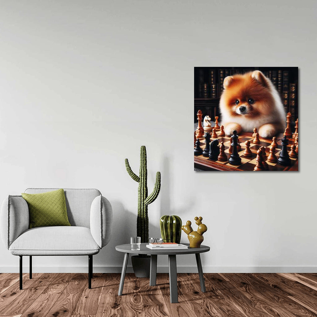 Pomeranian Chess Duel: Live Pieces in Battle