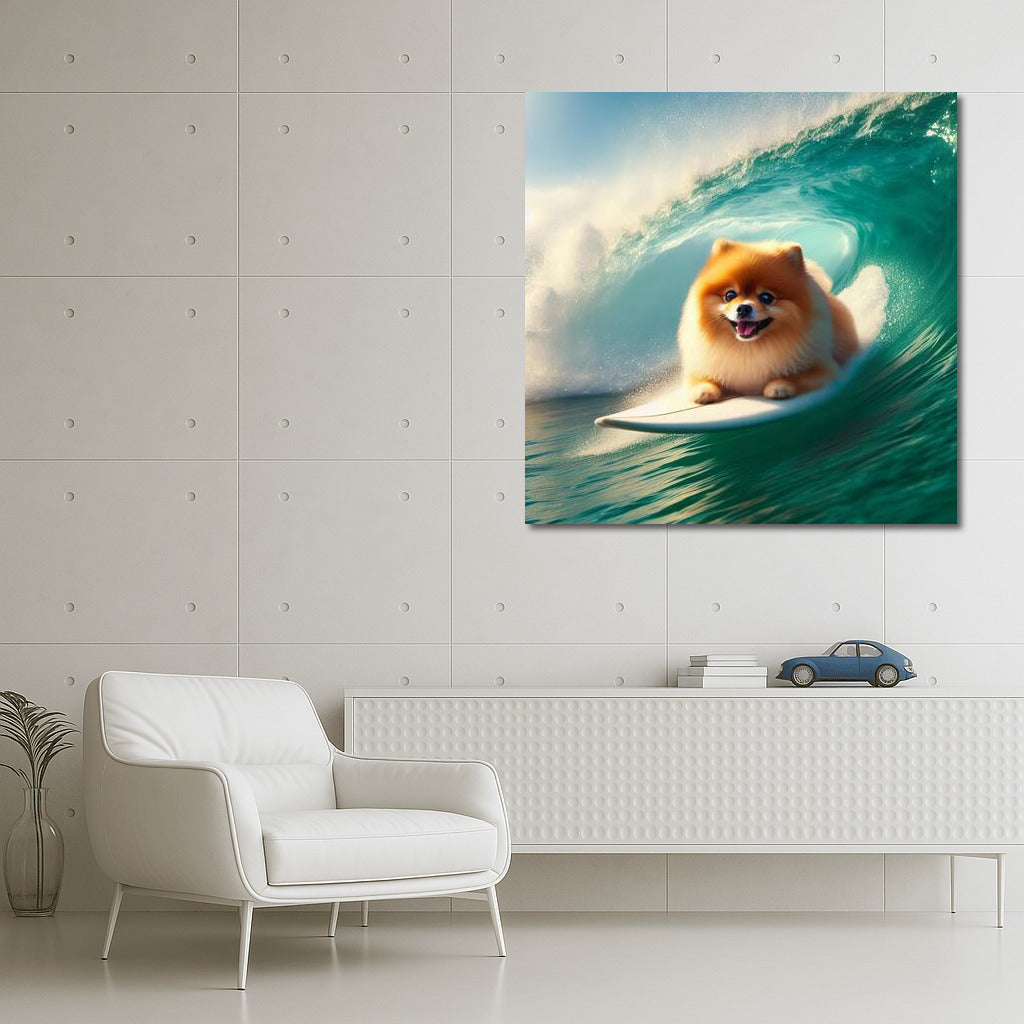 Pomeranian on a giant wave: Energy and Joy for your Interior