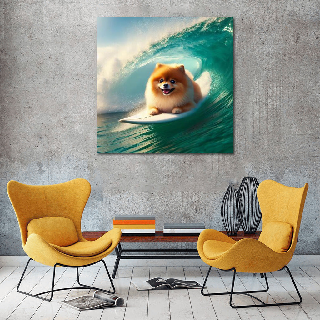 Pomeranian on a giant wave: Energy and Joy for your Interior