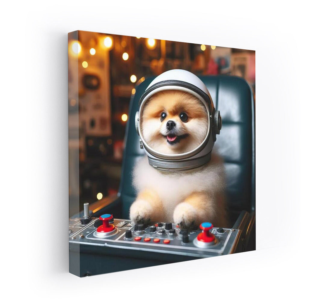 A Pomeranian's Space Odyssey: Fluffy Pilot on an Interstellar Journey