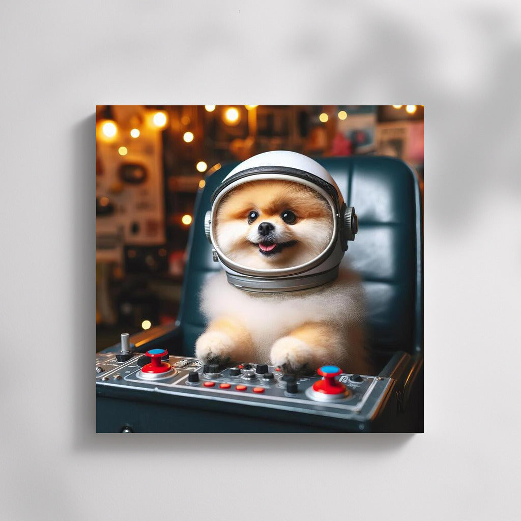 A Pomeranian's Space Odyssey: Fluffy Pilot on an Interstellar Journey