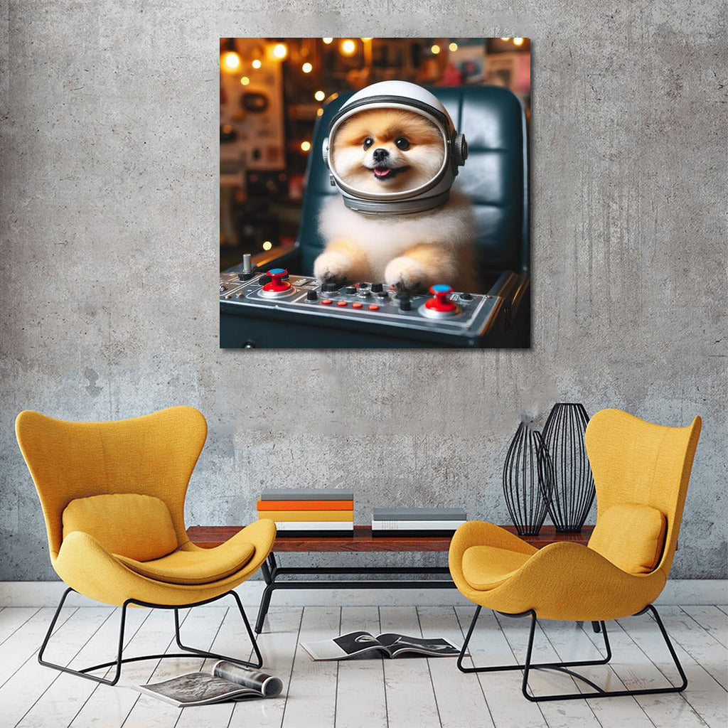 A Pomeranian's Space Odyssey: Fluffy Pilot on an Interstellar Journey