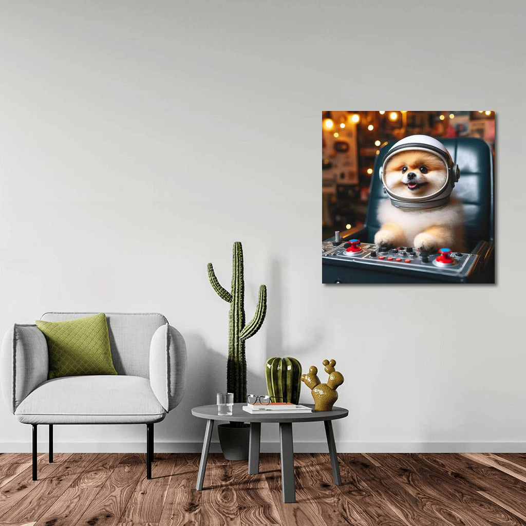 A Pomeranian's Space Odyssey: Fluffy Pilot on an Interstellar Journey