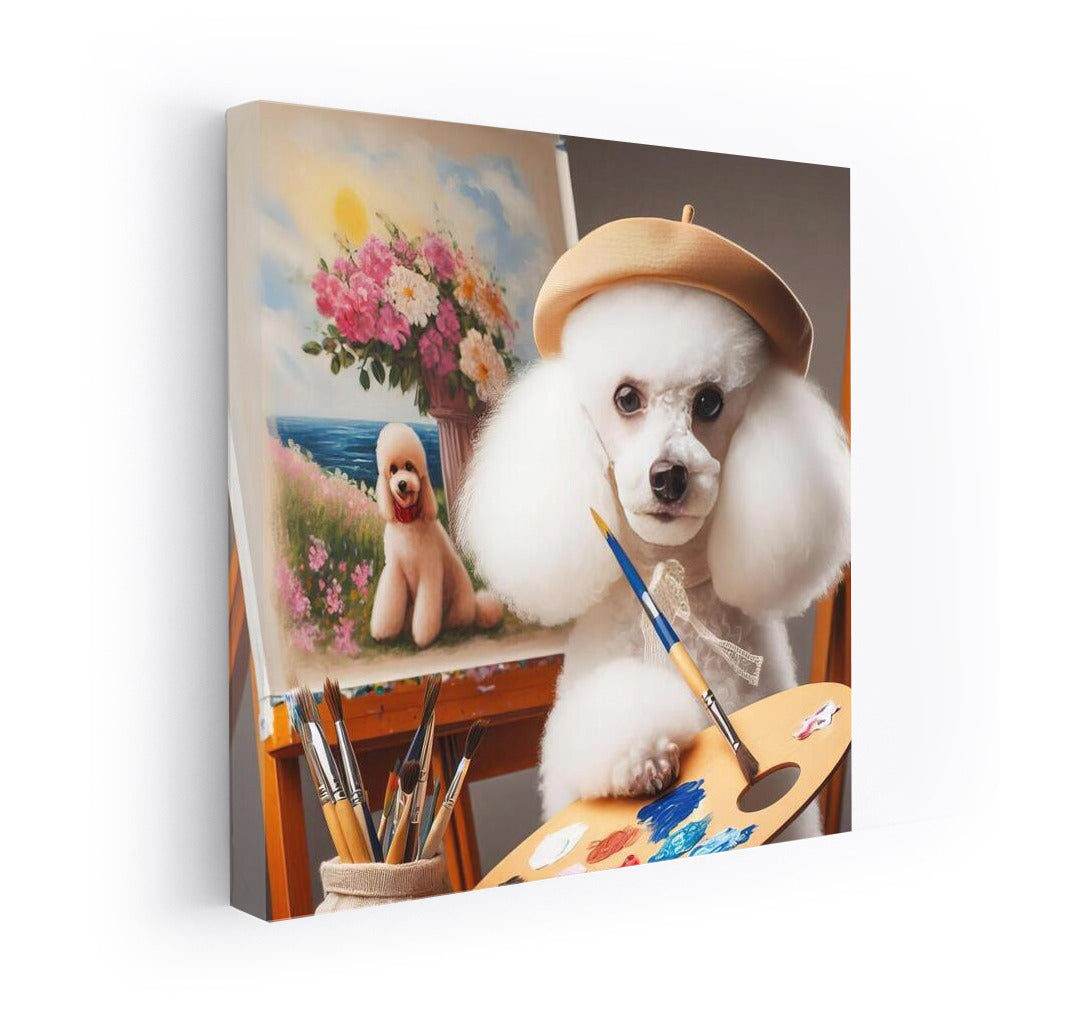 Poodle Maestro: Creative Stroke on Canvas