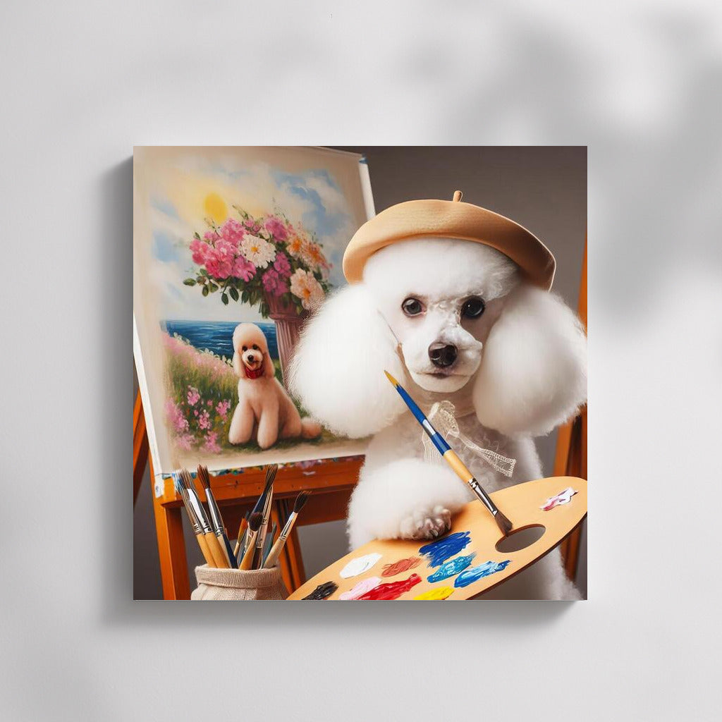 Poodle Maestro: Creative Stroke on Canvas