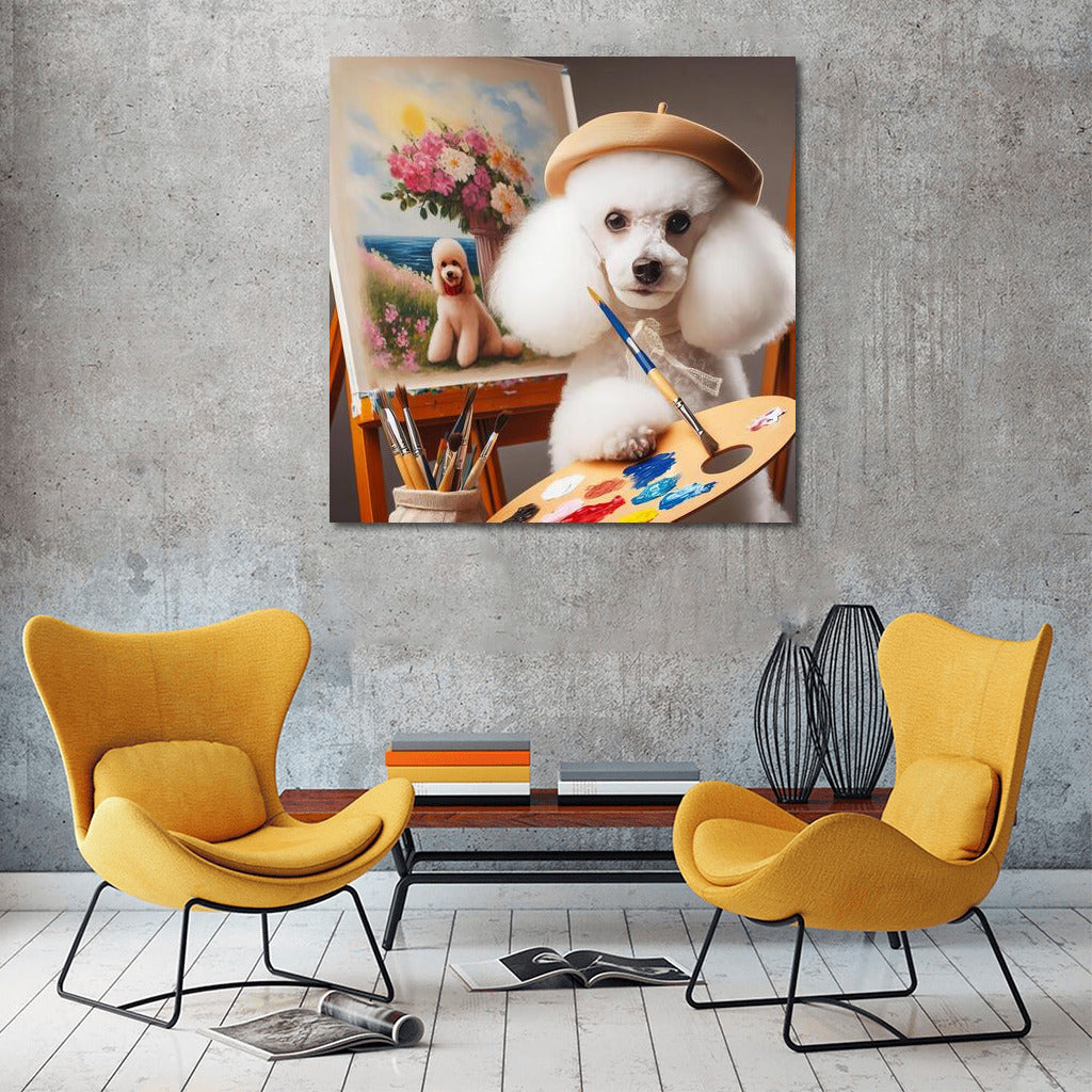 Poodle Maestro: Creative Stroke on Canvas