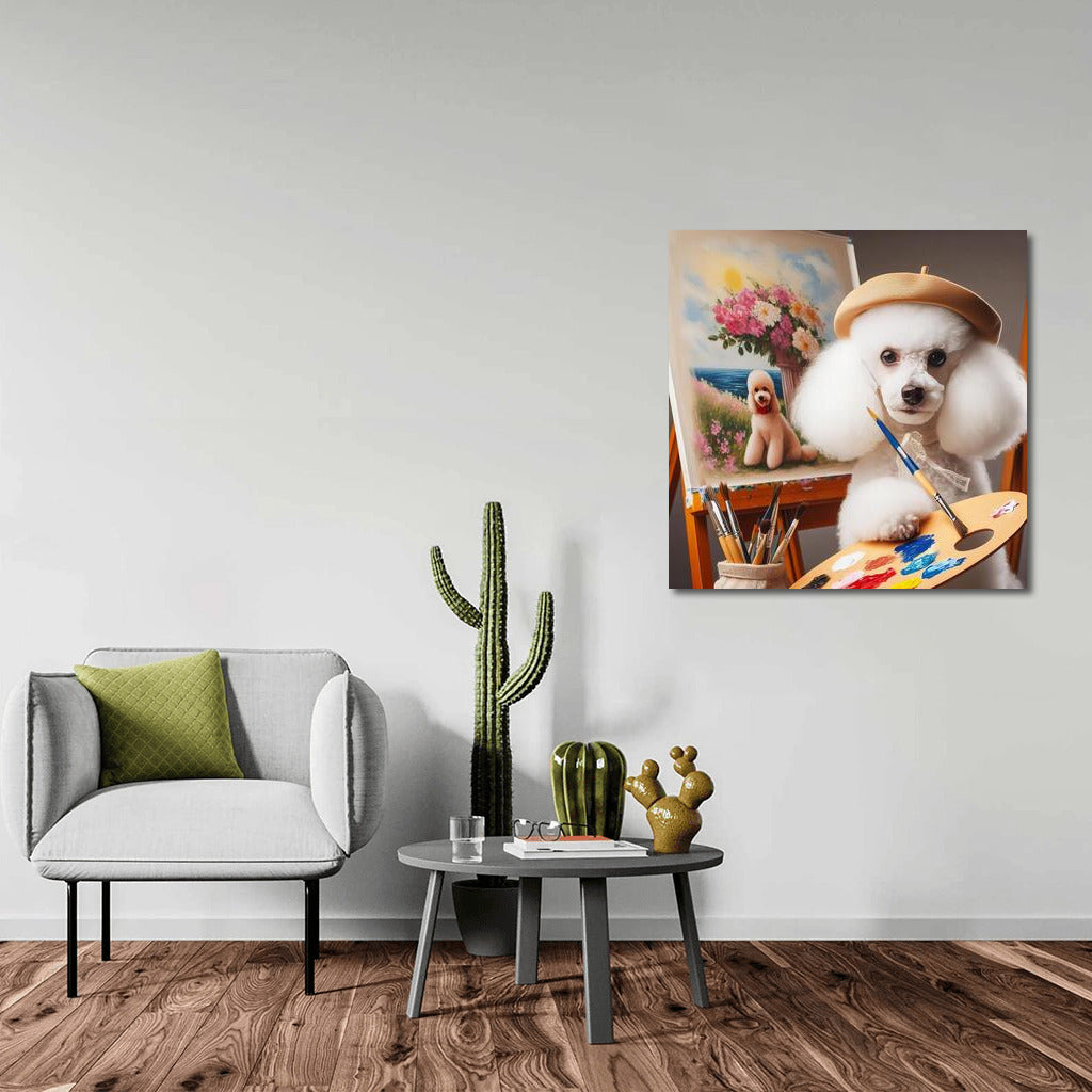 Poodle Maestro: Creative Stroke on Canvas