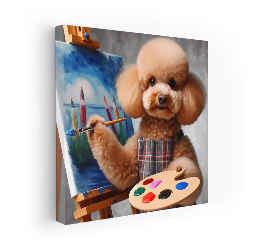 Poodle Artist: Masterpiece on an Easel