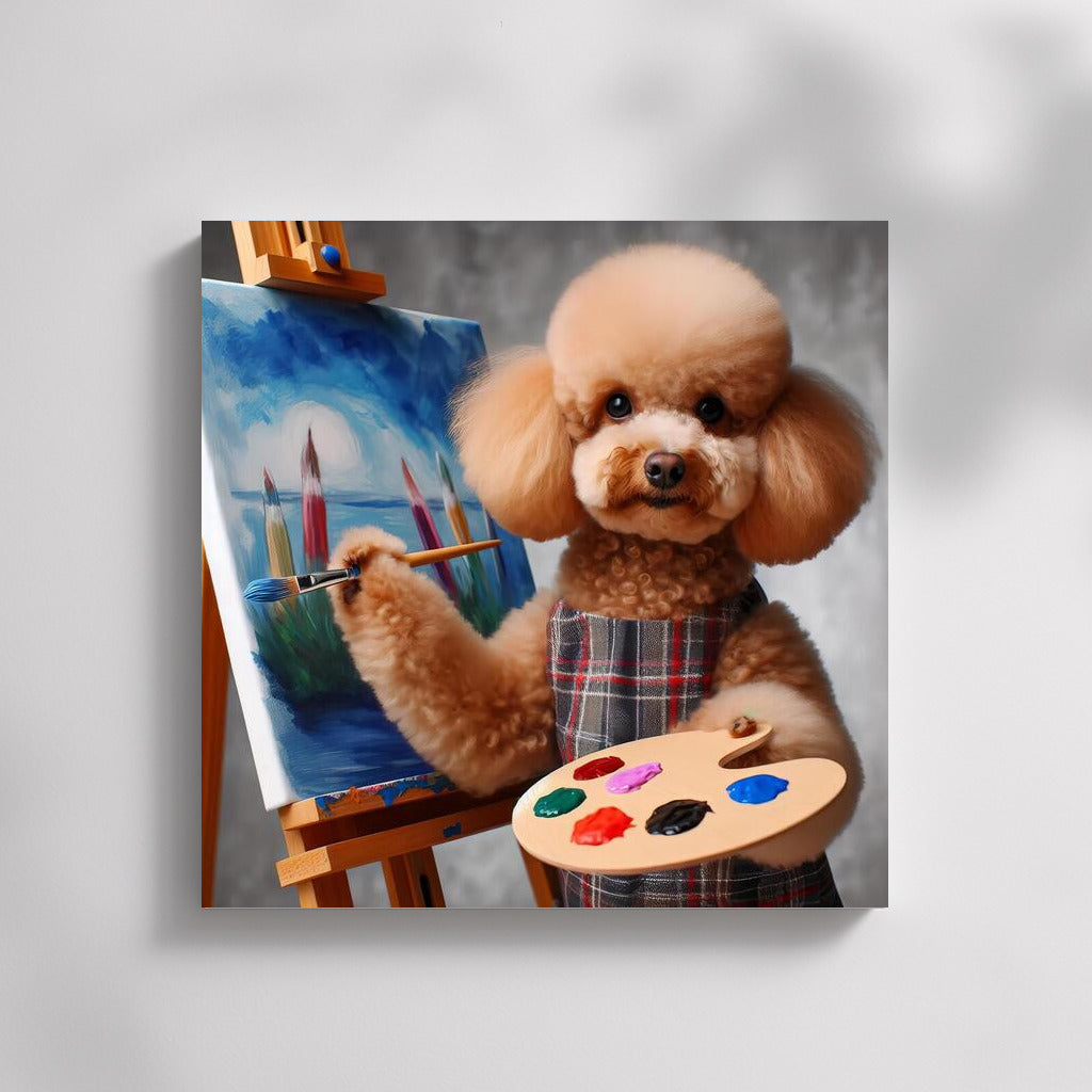 Poodle Artist: Masterpiece on an Easel