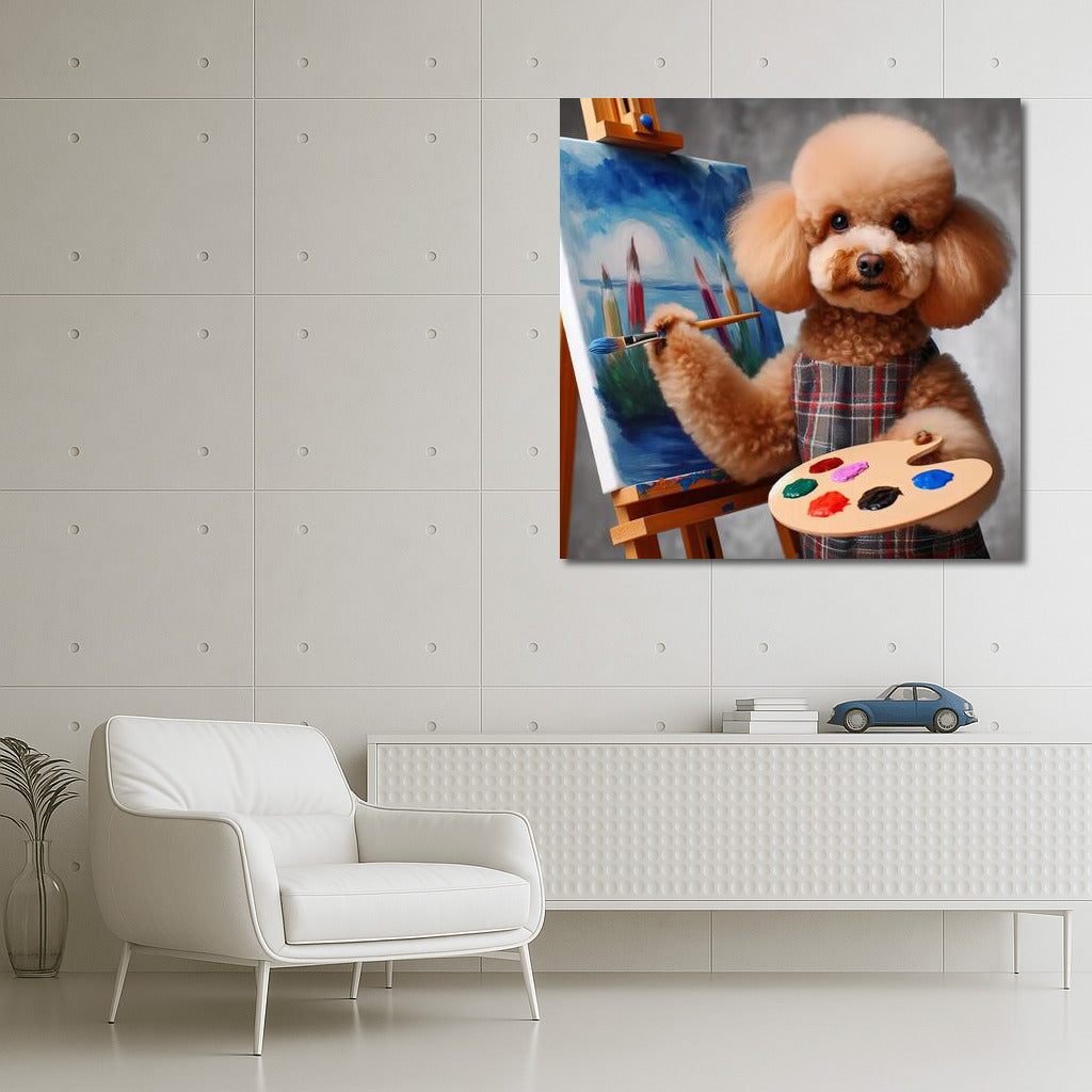 Poodle Artist: Masterpiece on an Easel