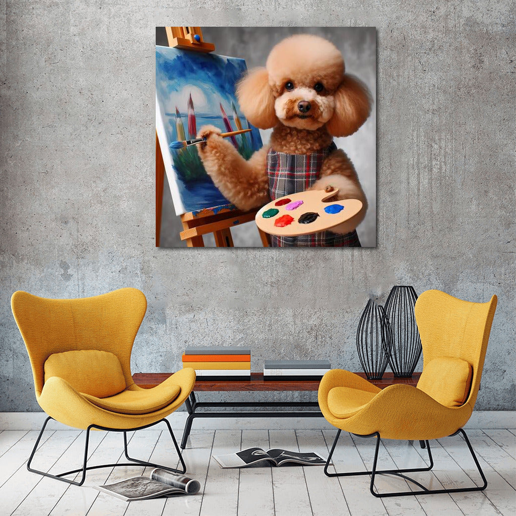 Poodle Artist: Masterpiece on an Easel