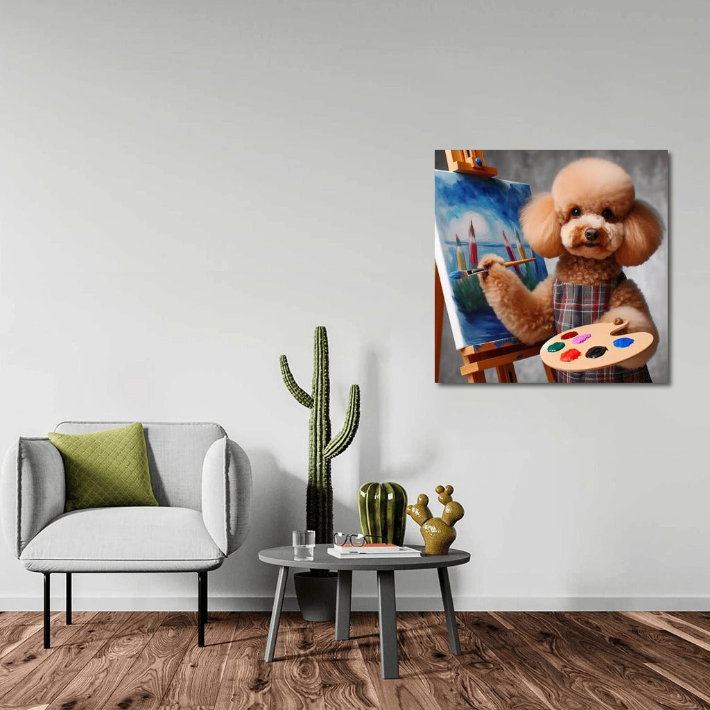 Poodle Artist: Masterpiece on an Easel