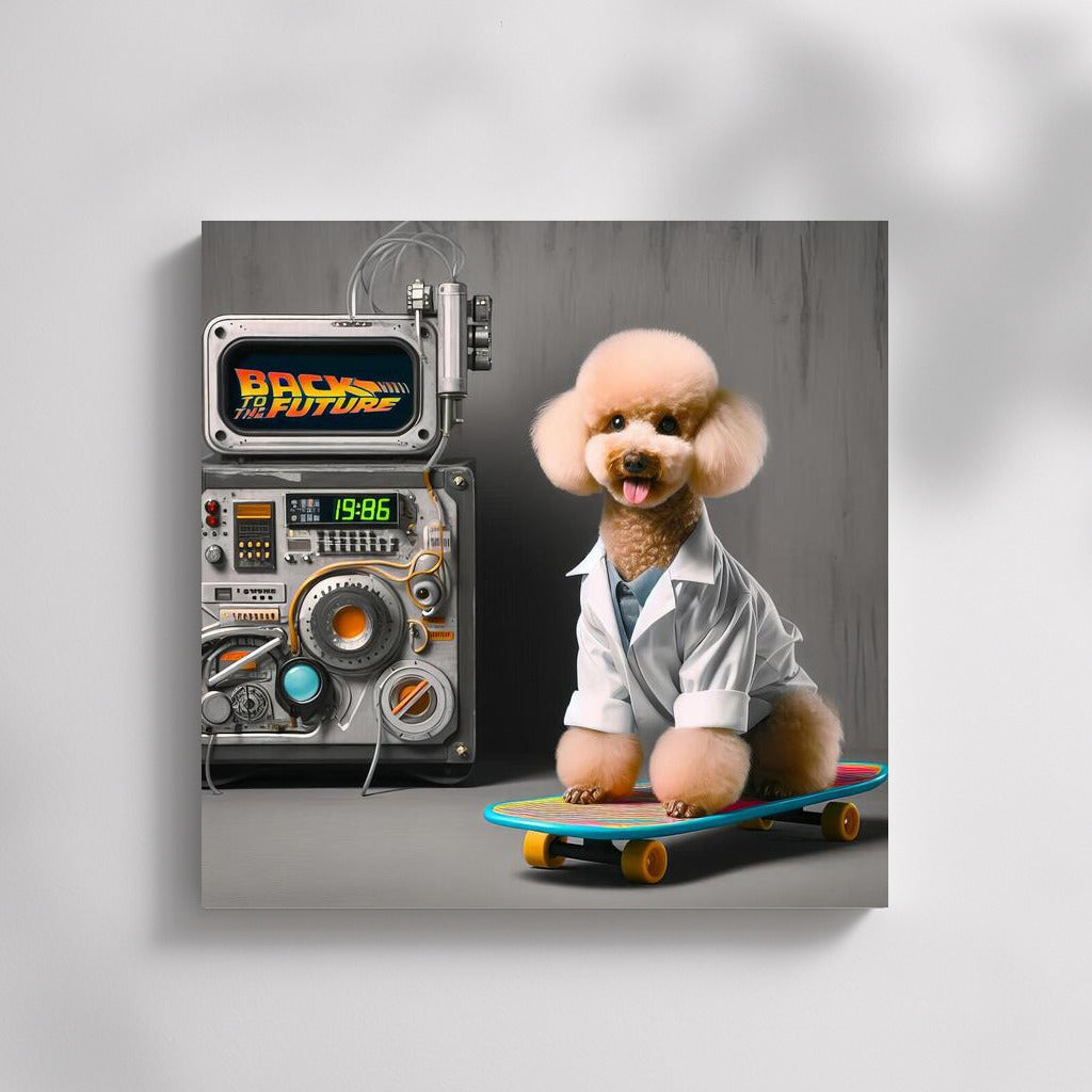 Skateboarding Scientist Poodle: Back to the Future Time Travel
