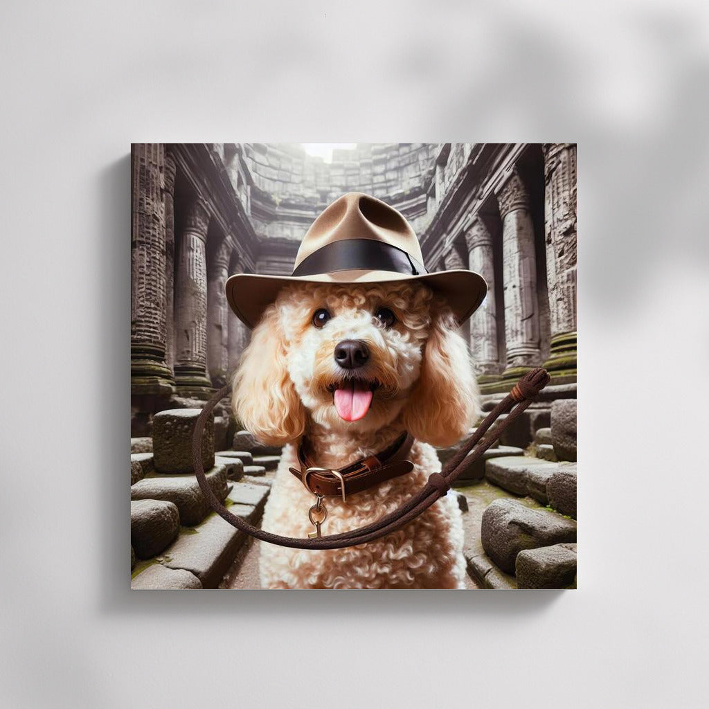 Poodle Archaeologist: Indiana Jones in Ancient Ruins