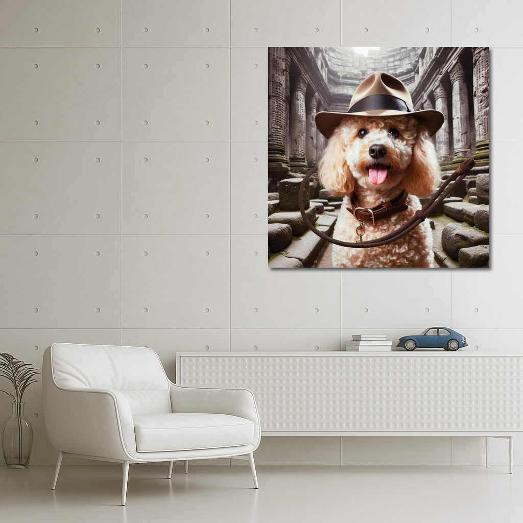 Poodle Archaeologist: Indiana Jones in Ancient Ruins