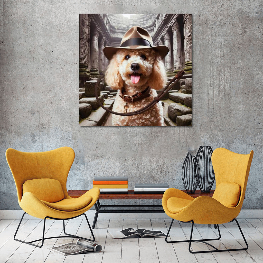 Poodle Archaeologist: Indiana Jones in Ancient Ruins