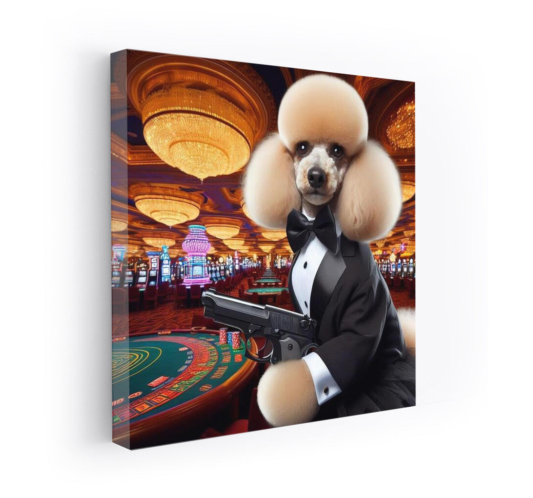 Elegant James Bond Style Poodle: Charm and Mystery on Your Wall
