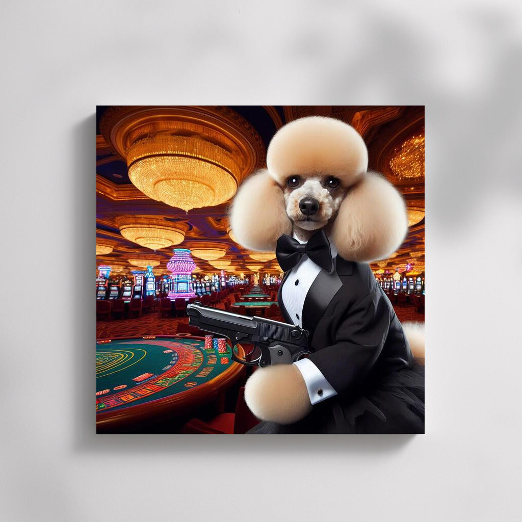 Elegant James Bond Style Poodle: Charm and Mystery on Your Wall