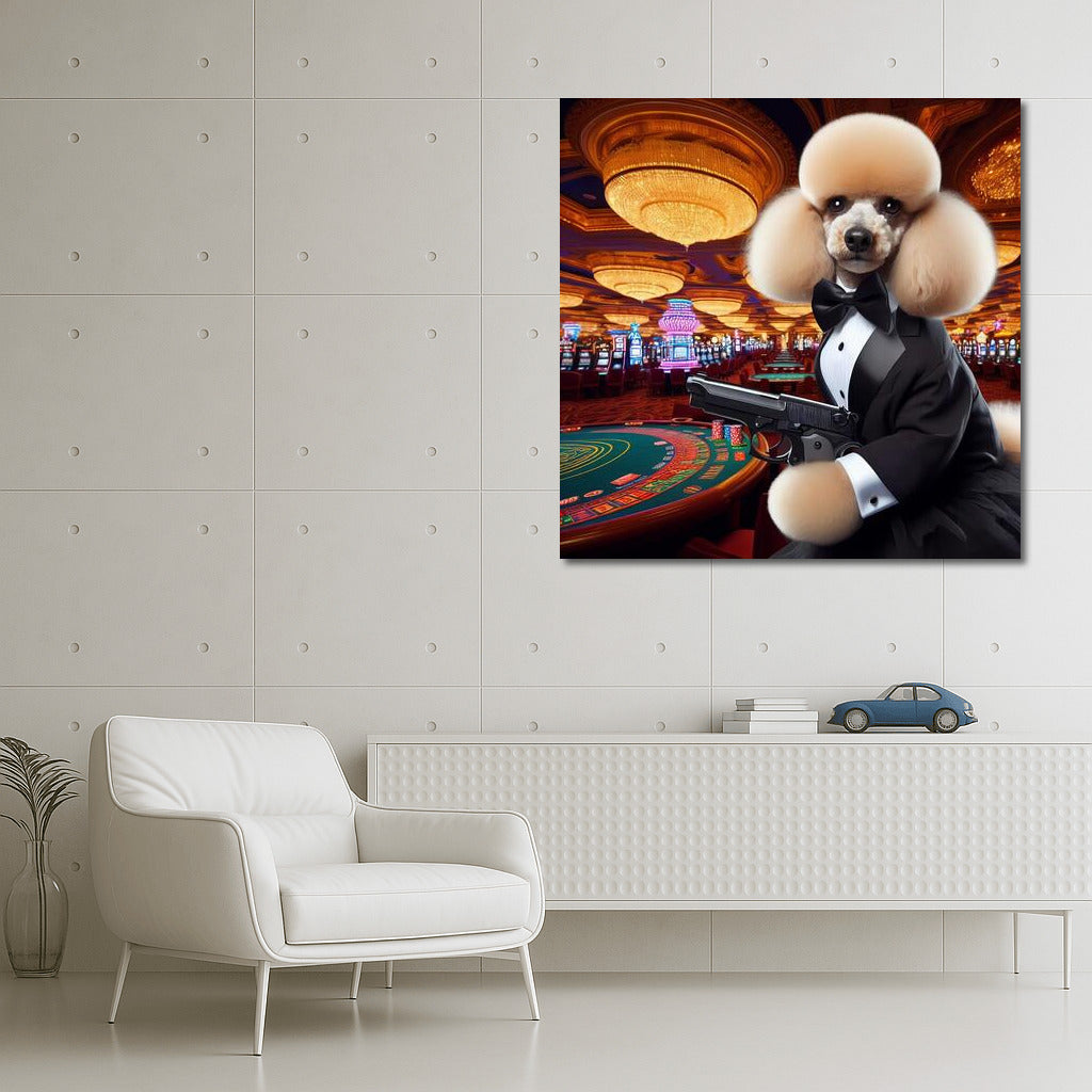 Elegant James Bond Style Poodle: Charm and Mystery on Your Wall