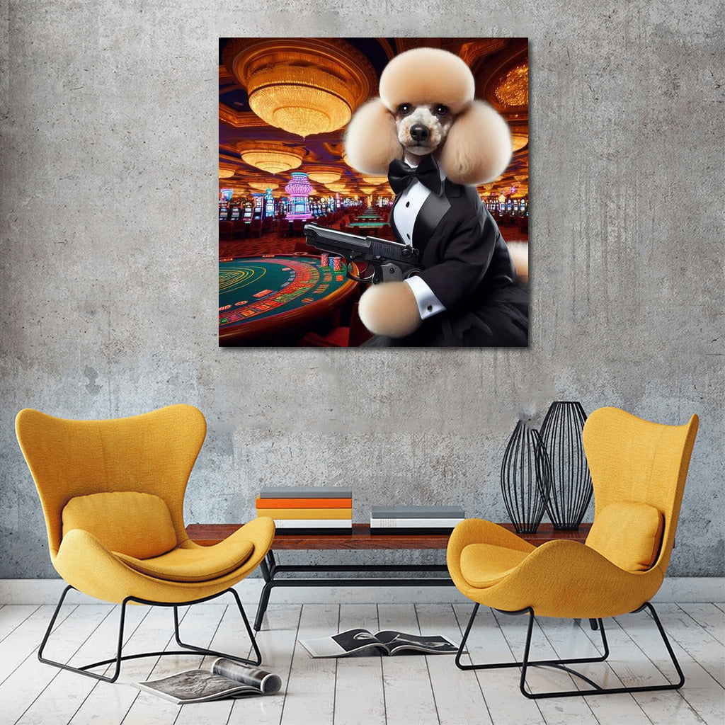 Elegant James Bond Style Poodle: Charm and Mystery on Your Wall