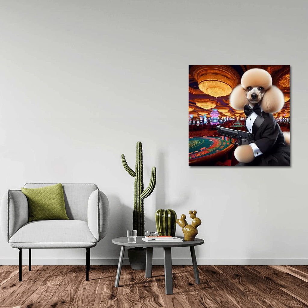Elegant James Bond Style Poodle: Charm and Mystery on Your Wall