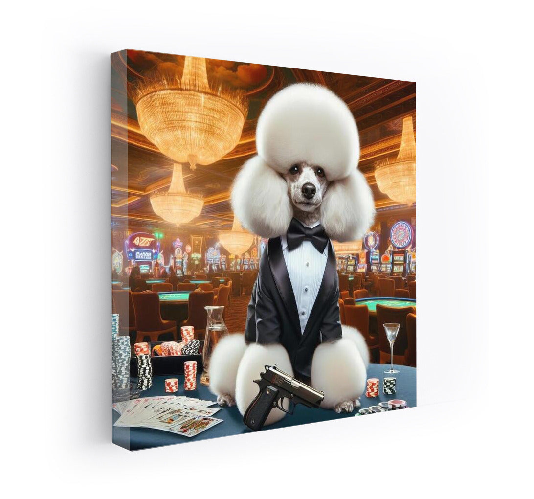 Elegant Poodle in James Bond Style: Chic and Excitement on Your Wall