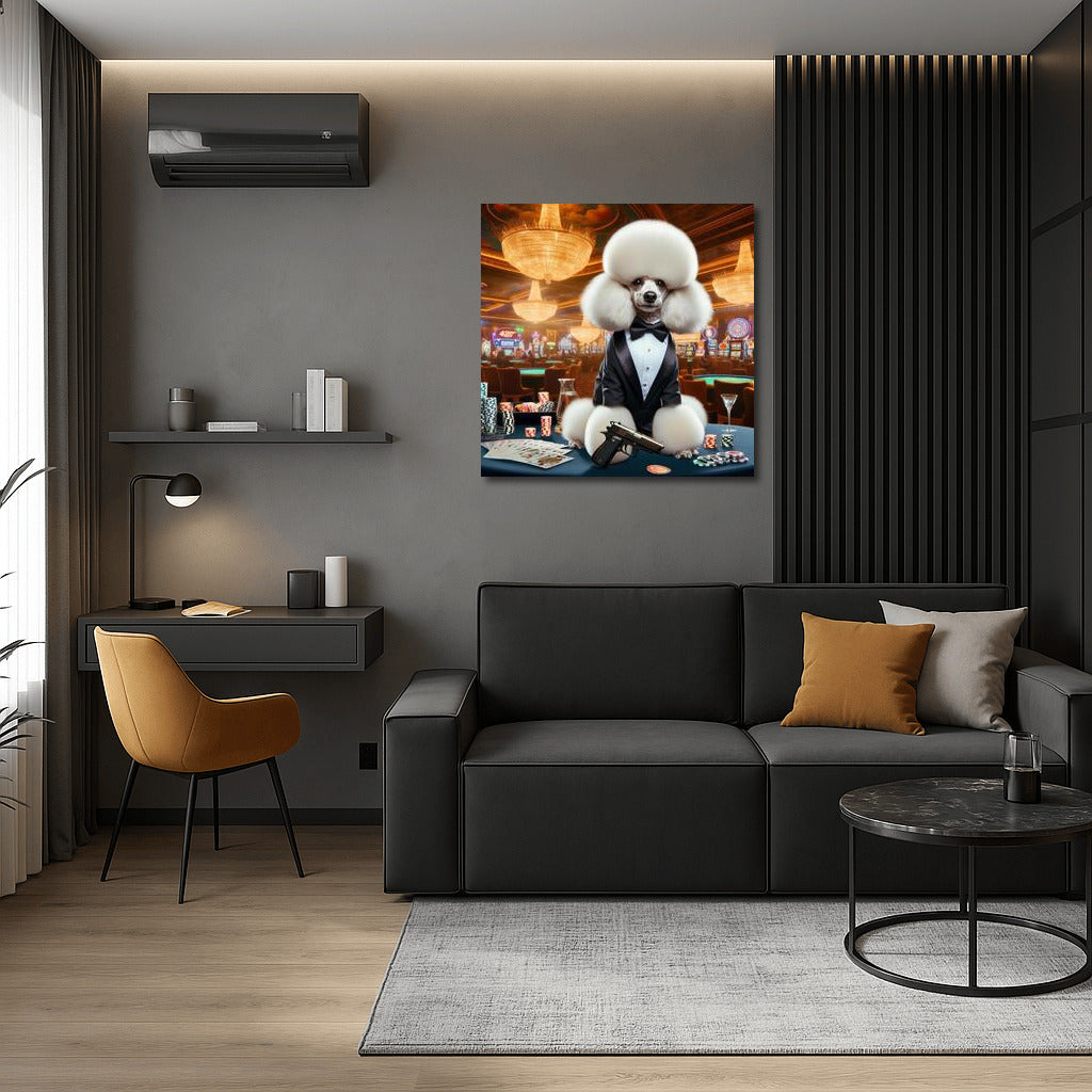 Elegant Poodle in James Bond Style: Chic and Excitement on Your Wall