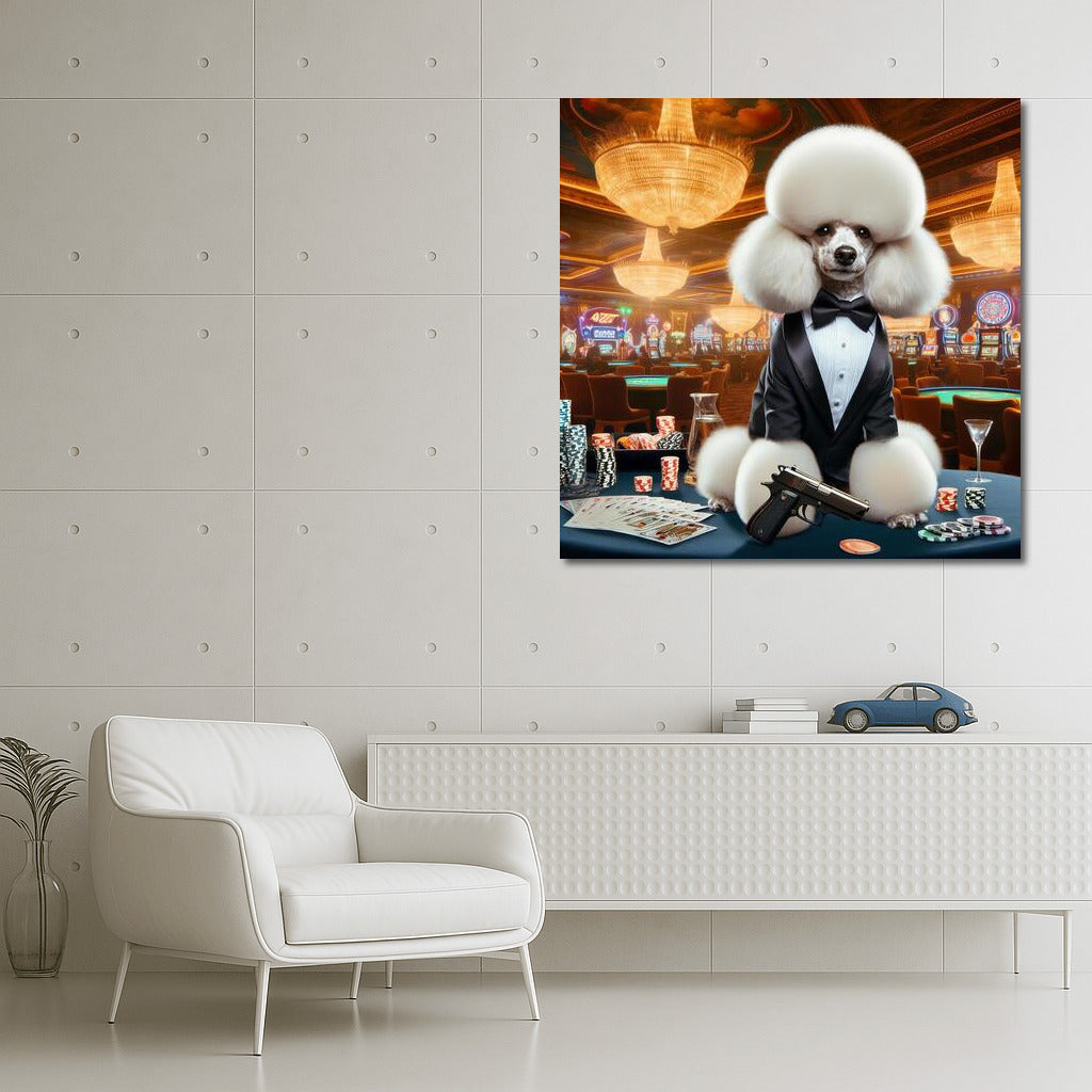 Elegant Poodle in James Bond Style: Chic and Excitement on Your Wall