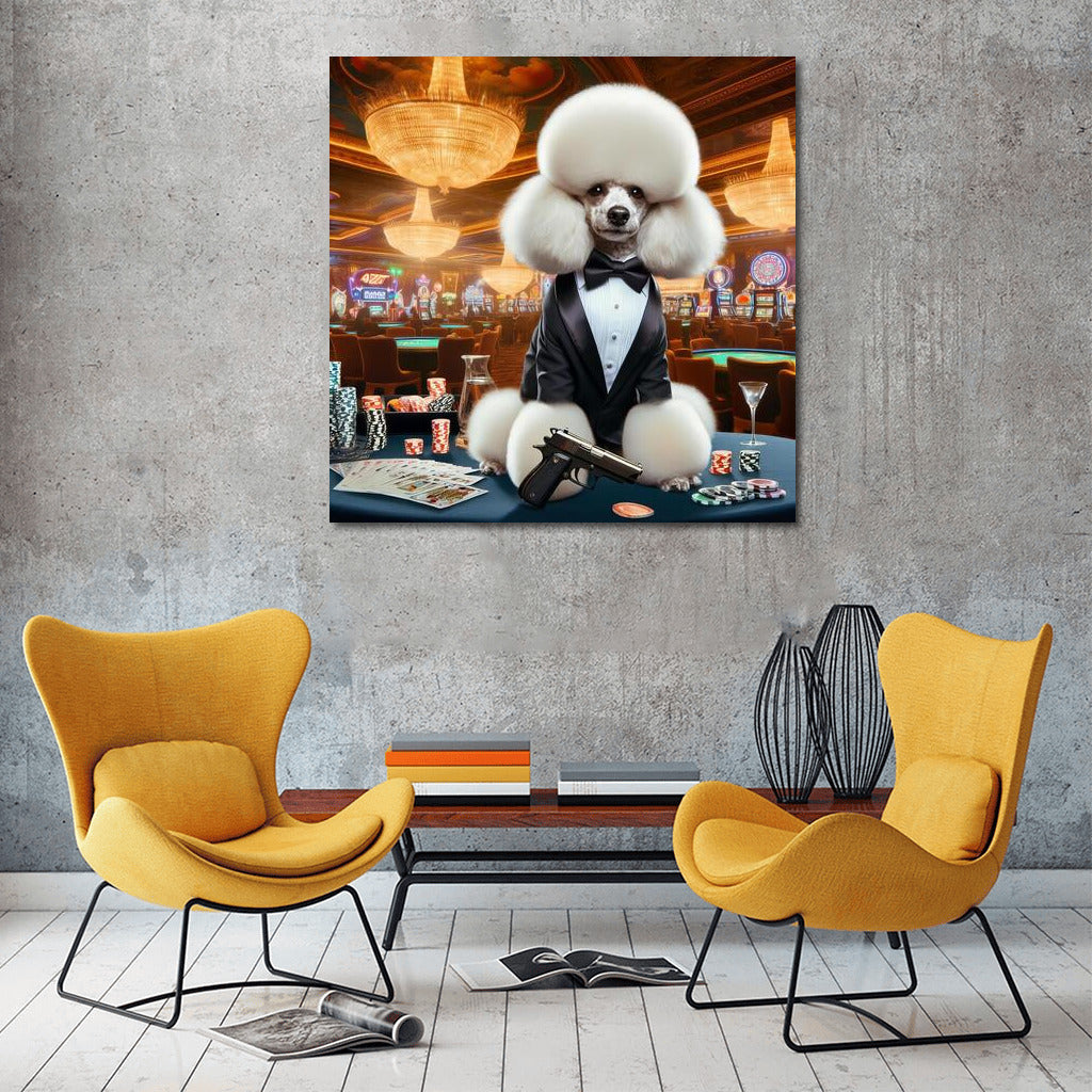 Elegant Poodle in James Bond Style: Chic and Excitement on Your Wall