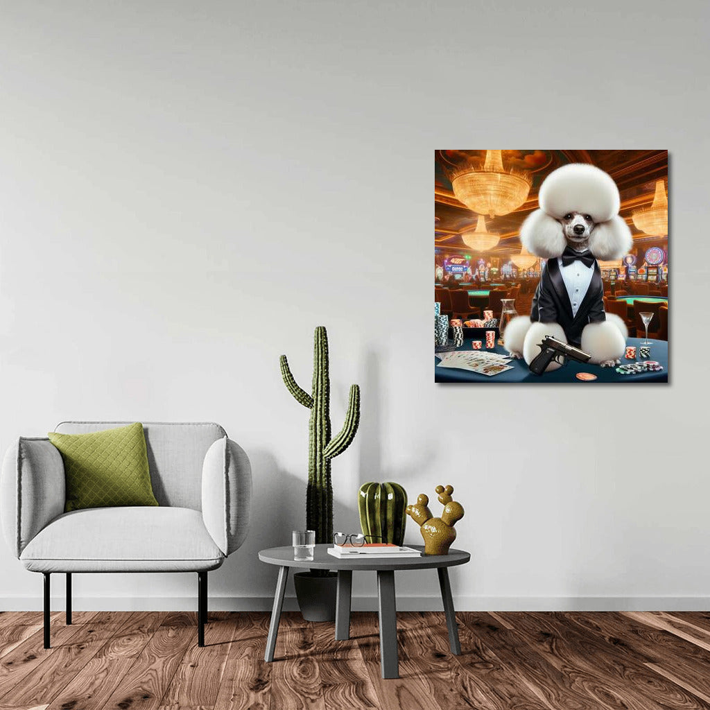 Elegant Poodle in James Bond Style: Chic and Excitement on Your Wall