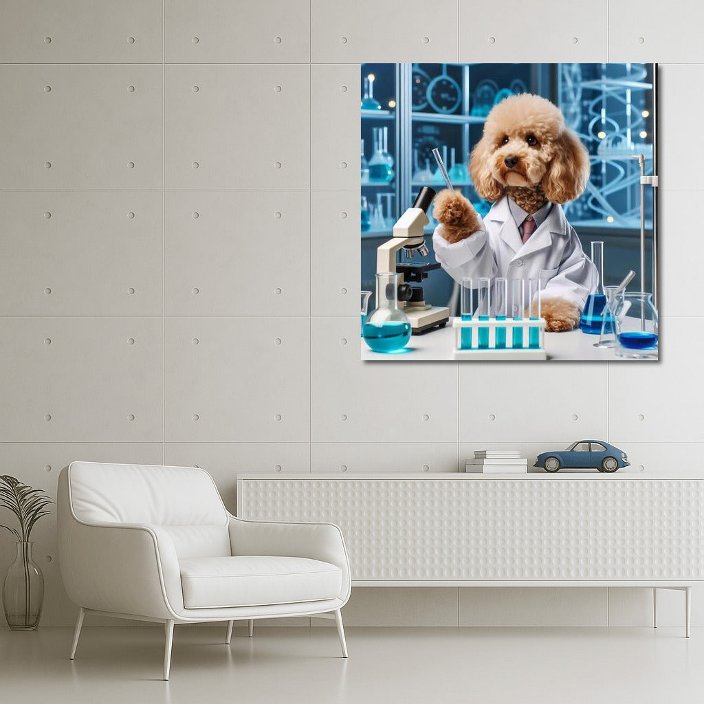 Scientist Poodle in the Lab: Science Experiment in a High-Tech Lab