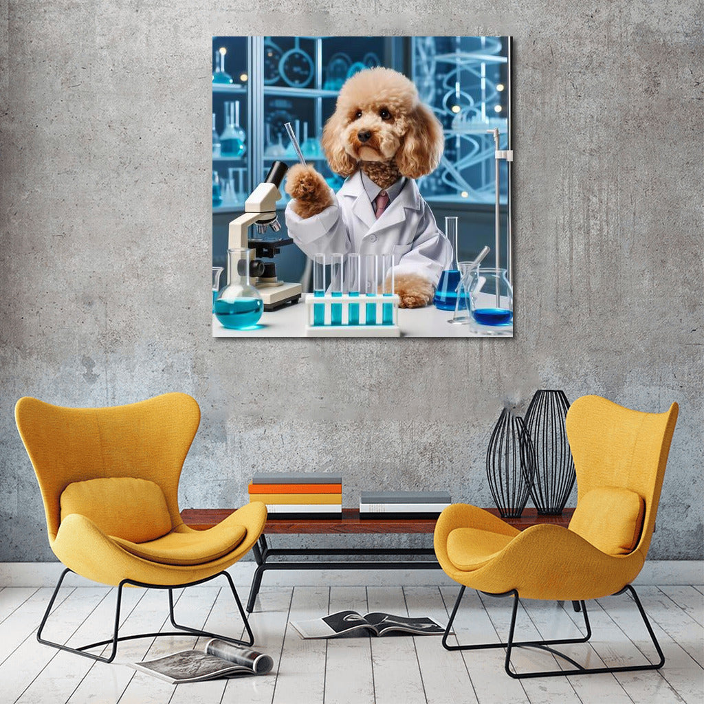Scientist Poodle in the Lab: Science Experiment in a High-Tech Lab